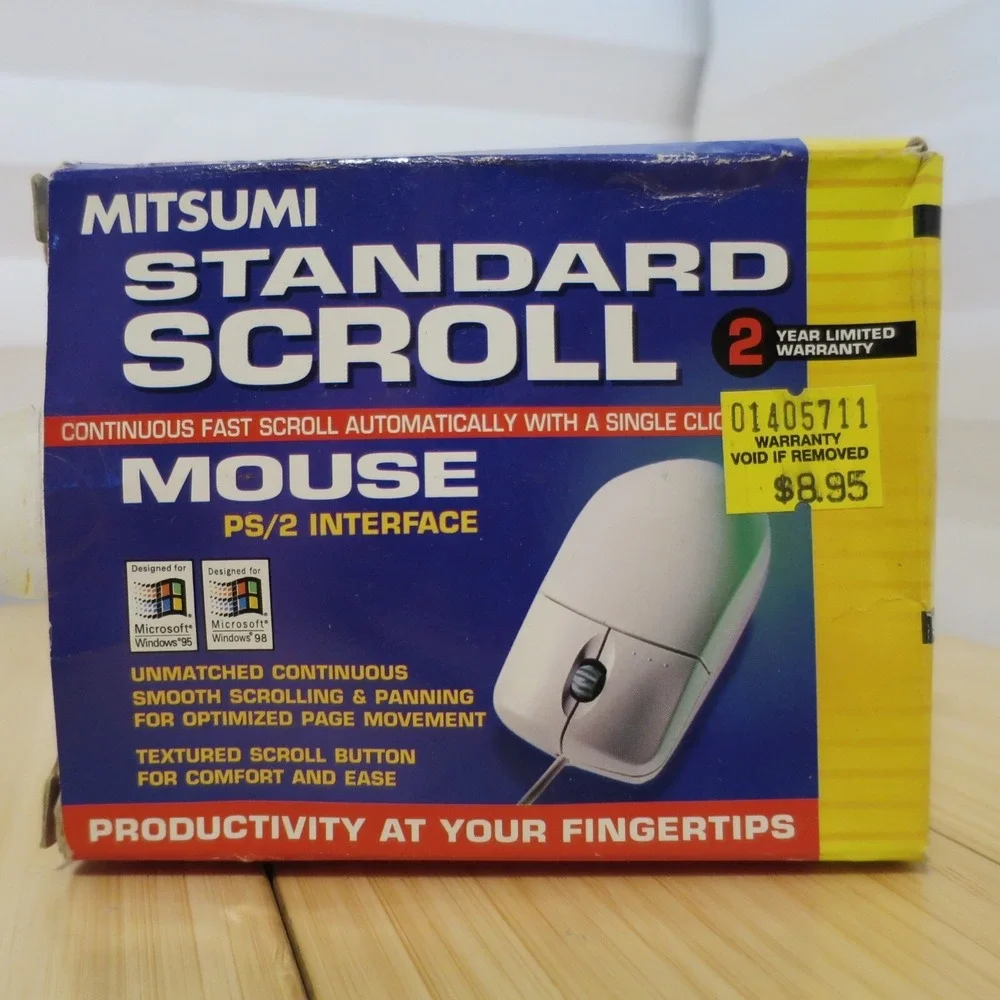 NOS Vintage Mitsumi PS2 Ball Mouse EW4ECM-S3101 2 Button with Scroll Wheel